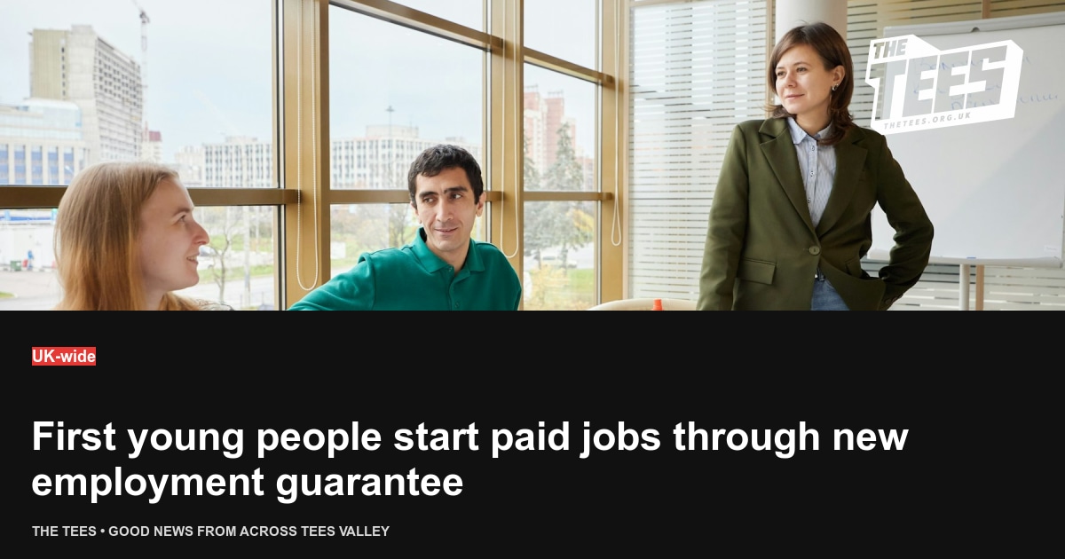 Social sharing card for First young people start paid jobs through new employment guarantee