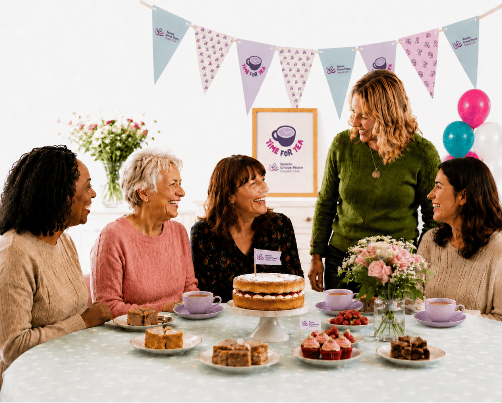 Social sharing card for Hertfordshire hospice asks residents to host tea parties