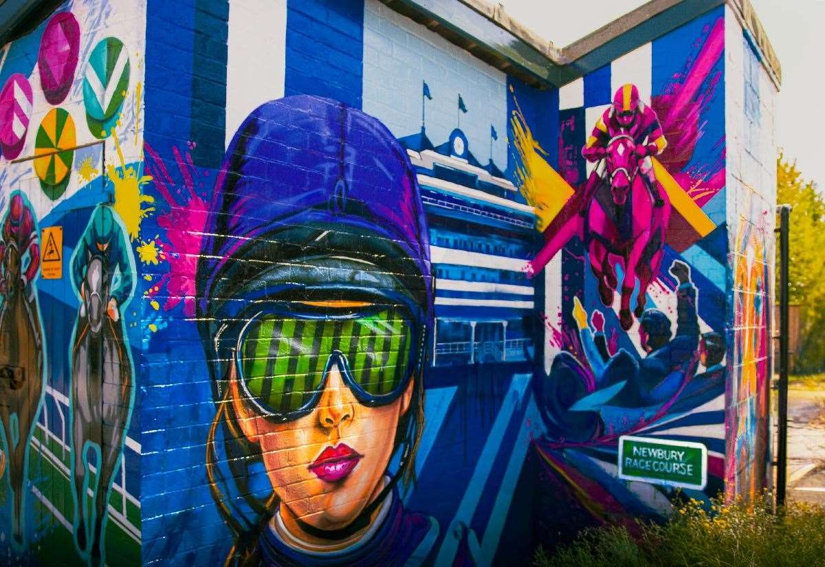 Social sharing card for Young people help transform Newbury Racecourse Station with community mural