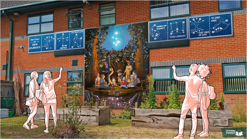 Social sharing card for Reading residents are painting a mural that will generate its own solar power