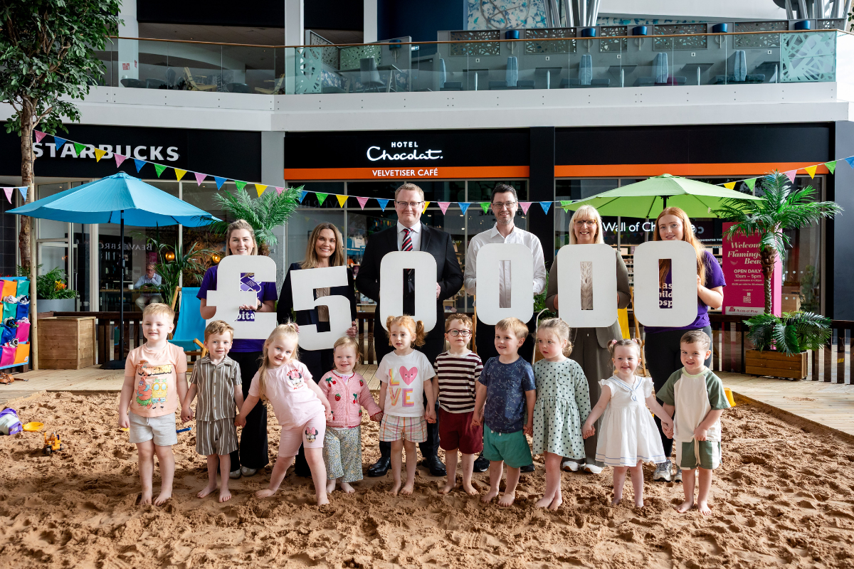 Social sharing card for Glasgow’s indoor beach raises £50,000 for children’s hospital charity