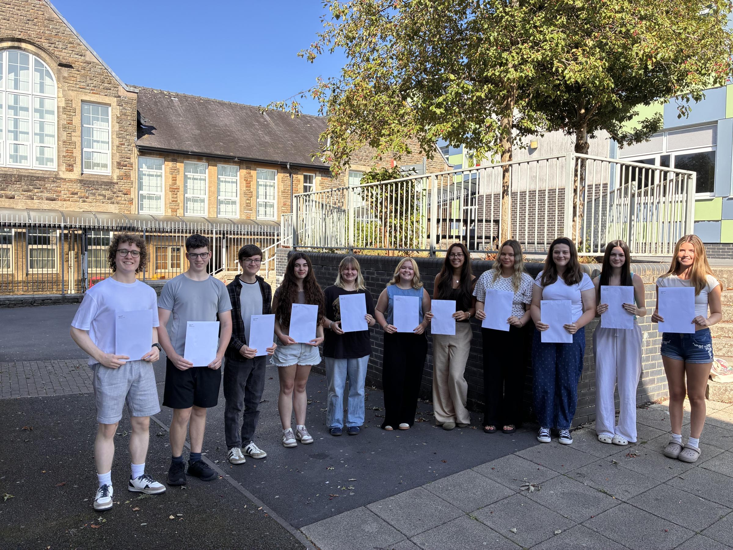 Social sharing card for Llanelli pupils celebrate A-level results with three quarters of grades at A* or A