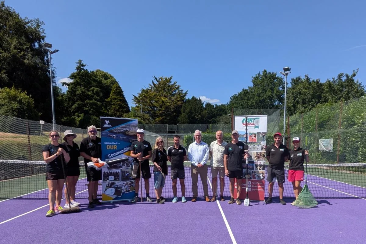 Social sharing card for Volunteers rally to spruce up Haverfordwest Tennis Club