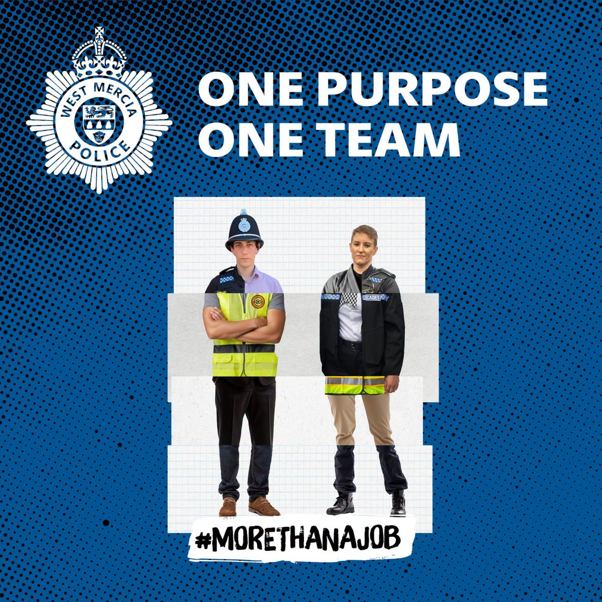 Social sharing card for West Mercia Police is recruiting volunteers to help young cadets grow in confidence