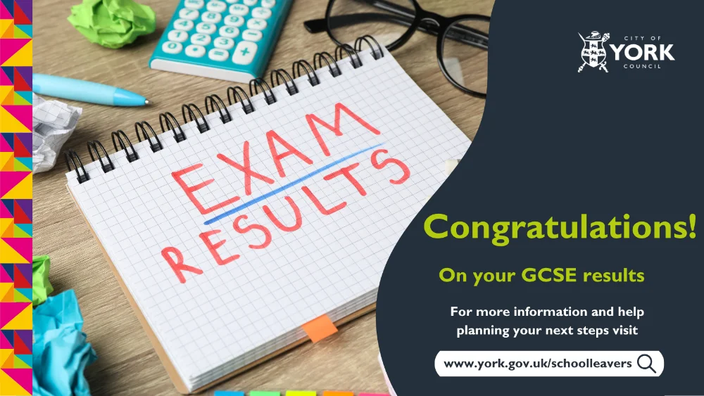 Social sharing card for York celebrates Key Stage 4 (GCSE) students’ success